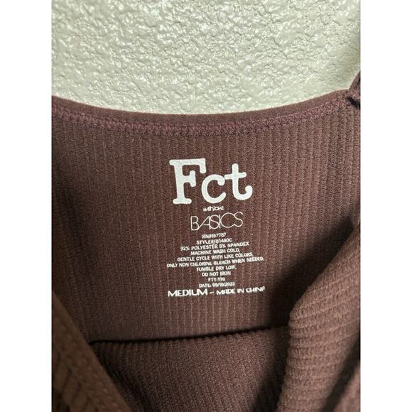 FCT brown stretch bodysuit lounge one piece womens size M ribbed cozy jumpsuit - Picture 3 of 5